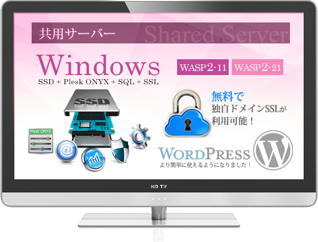 共用サーバー WASP2プラン　Windows Server 2012 + Plesk ONYX + SQL + SSL