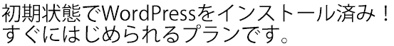 初期状態でWordPressをインストール済み！すぐにはじめられるプランです。