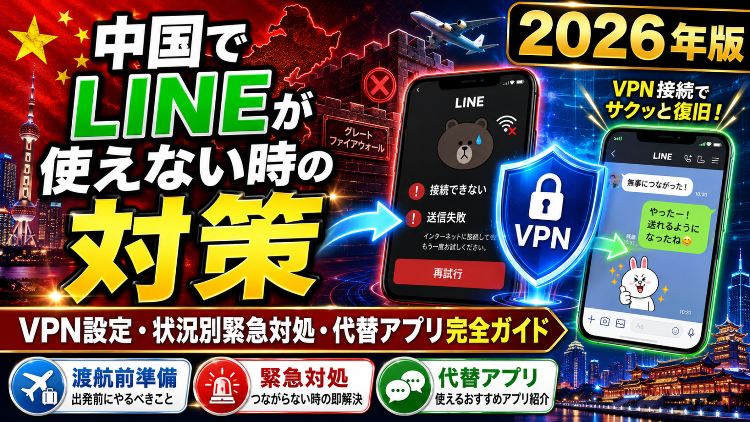 中国でLINEが使えない原因と今すぐ繋ぐ方法|VPN対策2026